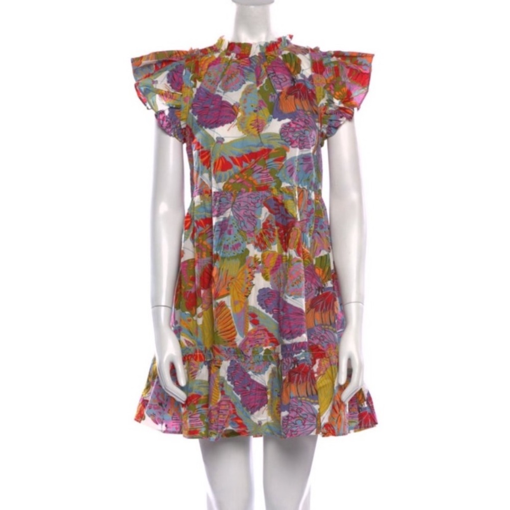 NWT Caroline Constas Papillon Print Multicolor Mini Dress Large